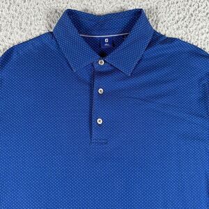 Footjoy Shirt 1857 Men's Large Blue‎ Polka Dot Performance Polo Knit Activewear